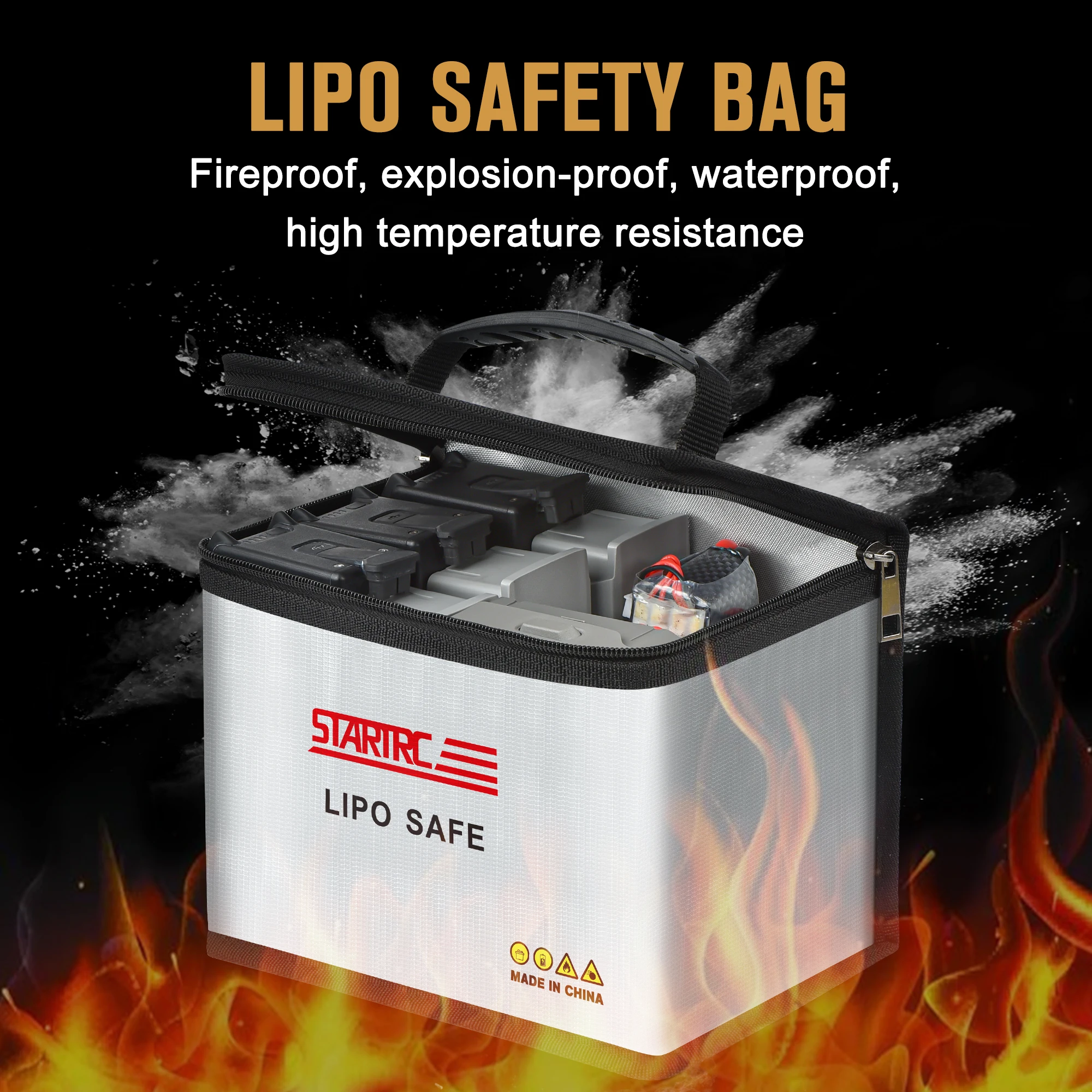 LiPo Battery Safe Storage Bag for DJI Mini 4 PRO/Mini 3/Air 3/2S/Mavic 3/Avata/Mini 2 Drone Battery Explosion-proof Heating Bag