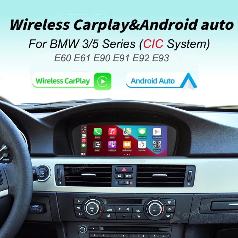 

Wireless Carplay Android Auto for BMW 3/5 Series E60 E61 E90 E91 E92 E93 with Mirror Link AirPlay Reverse Camera CIC System