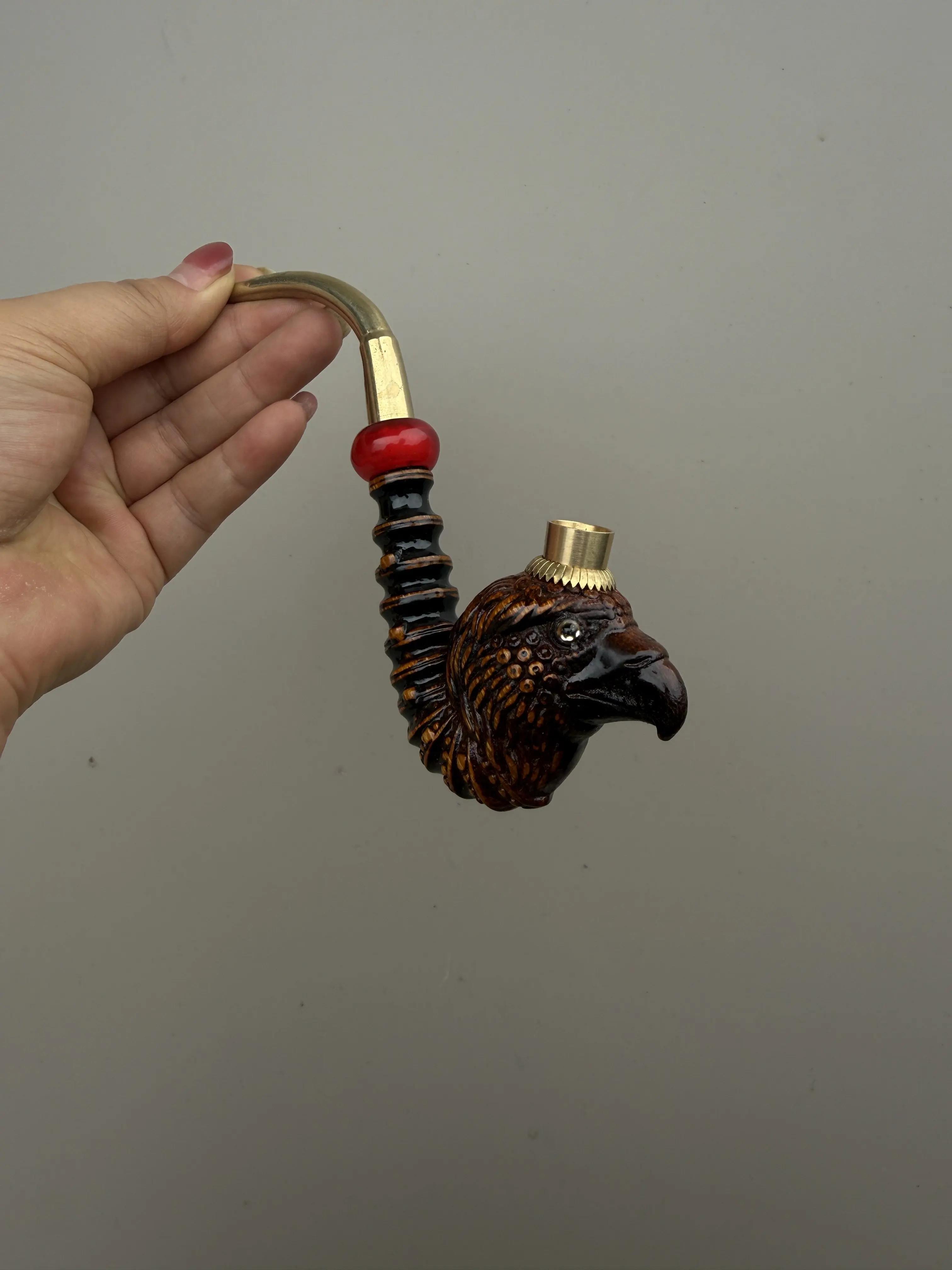 Guizhou Solid Bamboo Integrated Carving Small Pipe Total Length 15cm Long-Stemmed Chinese Pipe Portable