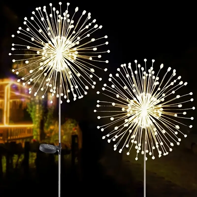 conduziu a luz solar do jardim 8mode fogos de artificio impermeavel para exterior patio partido casamento 1pc 200 01