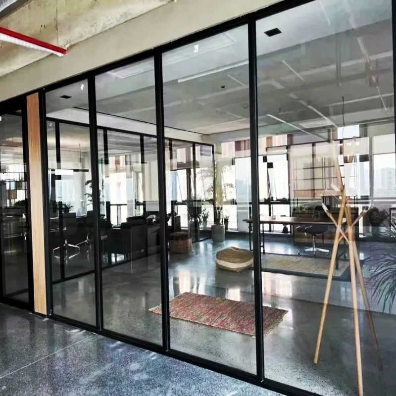 Aluminum alloy double-layer tempered glass louvers sound insulation glass high partition wall