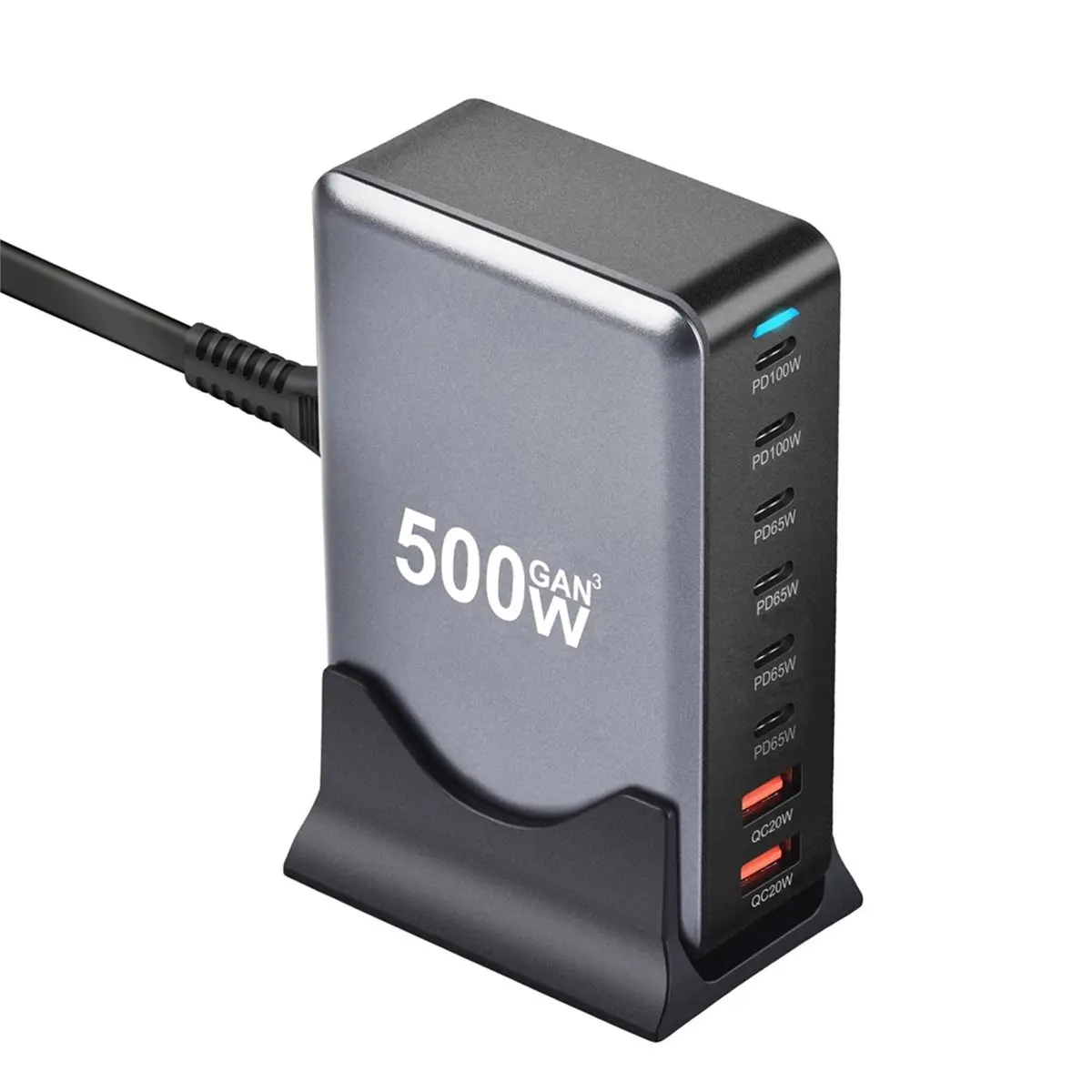 618 Mega Sale EU Plug 500W GaN USB Fast Charger Multi-Ports Desktop Charging Station for IPhone Samsung Xiaomi MacBook PD Type C