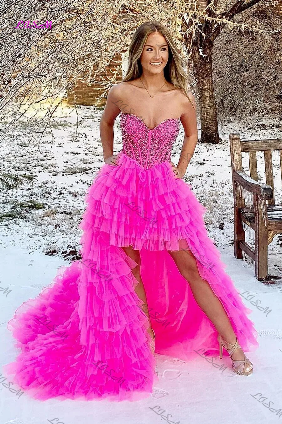 Vestido De fiesta De línea a con cuentas Rojas, vestido De graduación Alto y Bajo, Vestidos De noche formales brillantes con escote Corazón, Vestidos De fiesta hermosos