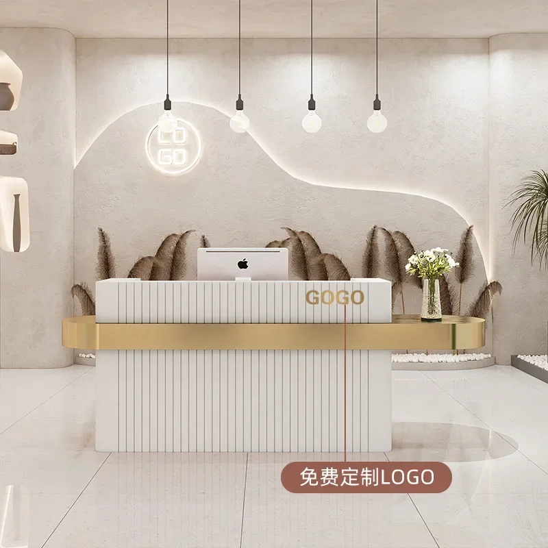 Paint Company Front Desk Reception Desk Simple Modern Clothing Store Small Checkout Page Light Luxury Beauty Salon Bar Customize