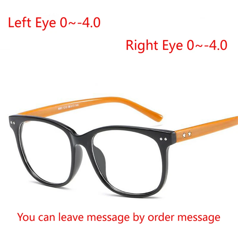 -0.5 -0.75 -1.0 To -4.0 Retro Rivet Square Myopia Glasses With Cylinder Fashion PC Frame Anti Blue Rays Prescription Eyeglasses