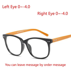 -0.5 -0.75 -1.0 To -4.0 Retro Rivet Square Myopia Glasses With Cylinder Fashion PC Frame Anti Blue Rays Prescription Eyeglasses