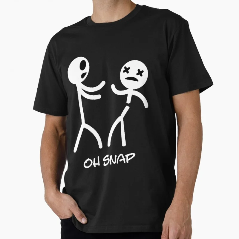 Oh Snap Stickman Humor Gift T shirt 0616 Funny Stick Figure Graphic clothes 100% Cotton print tee US Size S-6XL