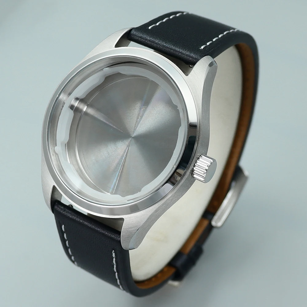 

nh35 40mm Men's 316L Stainless Steel Watch Cases leather watch strap for nh35 nh36/34 Movement 33.6-34.3mm Dial Modified Aviator