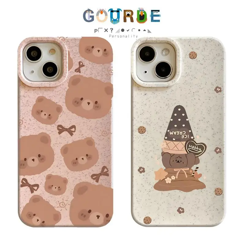 

Gourde Cute Ice Cream Bear Cartoon patterns Phone Case for Iphone 16 15 14 12 13 11 Pro Max IP 7 8 Plus Iphon X XS XR Xs Max