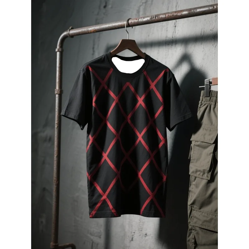 

MOTO-Новая летняя модная быстросохнущая свободная футболка с принтом Argyle для взрослых