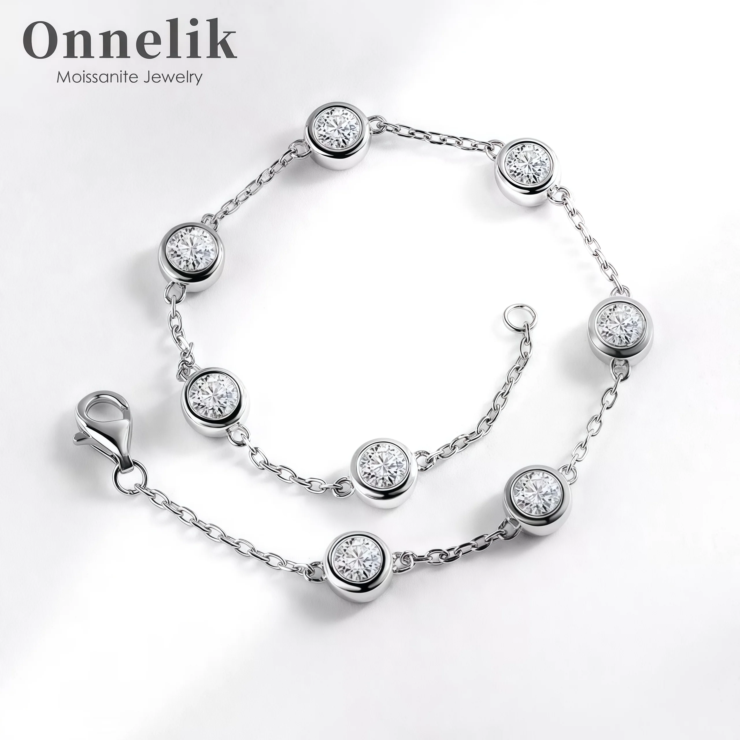 

Onnelik 2.4ct D Color VVS Full Moissanite Tennis Bracelet for Women Wedding Birthday Fine Jewelry 925 Sterling Sliver Bracelets