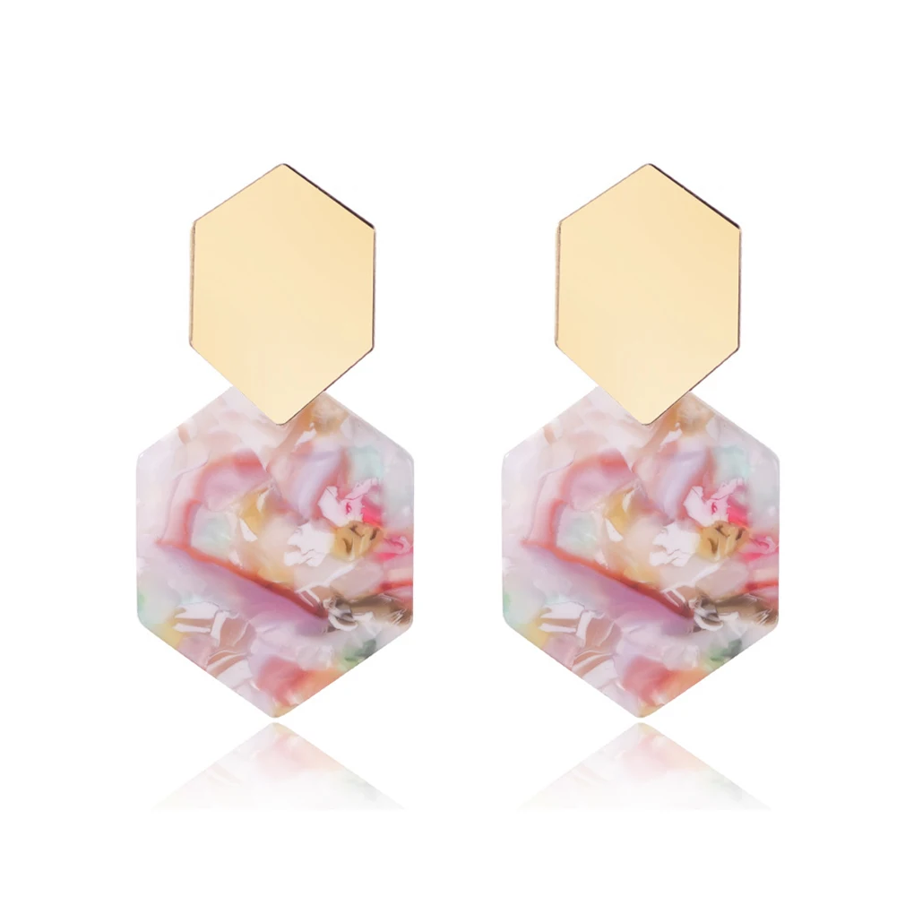 Dangle Earrings Hanging Pendant Geometric Earring Anniversary Gift Lady Decorations Hexagon Ear Hook for Wedding