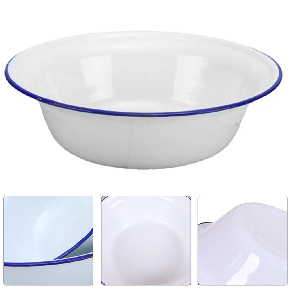 

Rustproof Vintage Enamel Basin Multifunction Kitchen Bowl Dough Mixing Fruit Salad Storage Enamel Bowl Lard Basin