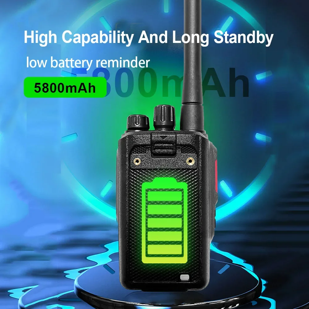 ANYSECU Handheld Analog Walkie Talkie W660 UHF IP68 Water-proof 5800mAh Type-C Charging 199CH Emergency flash alarm Function