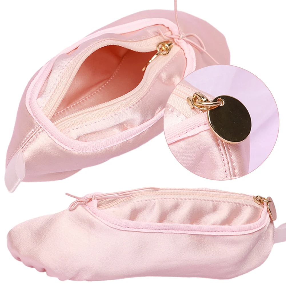 Borsa per il trucco personalizzata per scarpe da balletto borsa per l\'organizzatore cosmetico rosa borsa morbida per il trucco creativa per