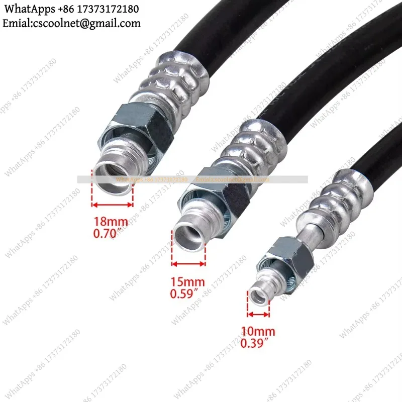 A/C Thin Wall Gas Hose Assembly Straight 90 Degree Elbow Barb Fitting M16 M22 M24 Female Core O-Ring Sealed