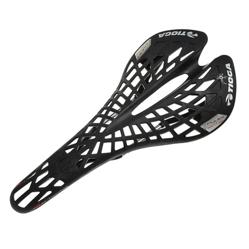 本物のtioga-男性用自転車サドル,マウンテンバイク用の超軽量シート,中空デザイン,141g,黒/白