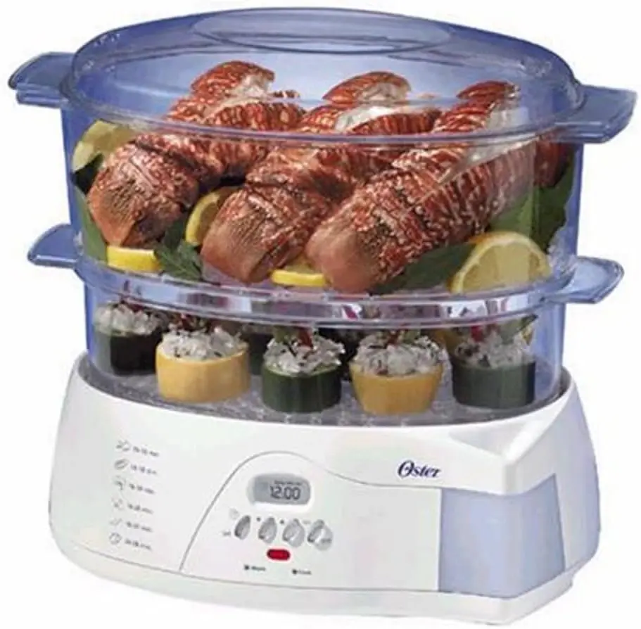 Steamer eletrônico de comida, Branco, 2-Tier, 6.1 Quart, 5712