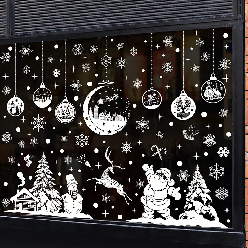 

Santa Claus Hanging Ball Elk Shopping Mall Window Glass Electrostatic Window Sticker