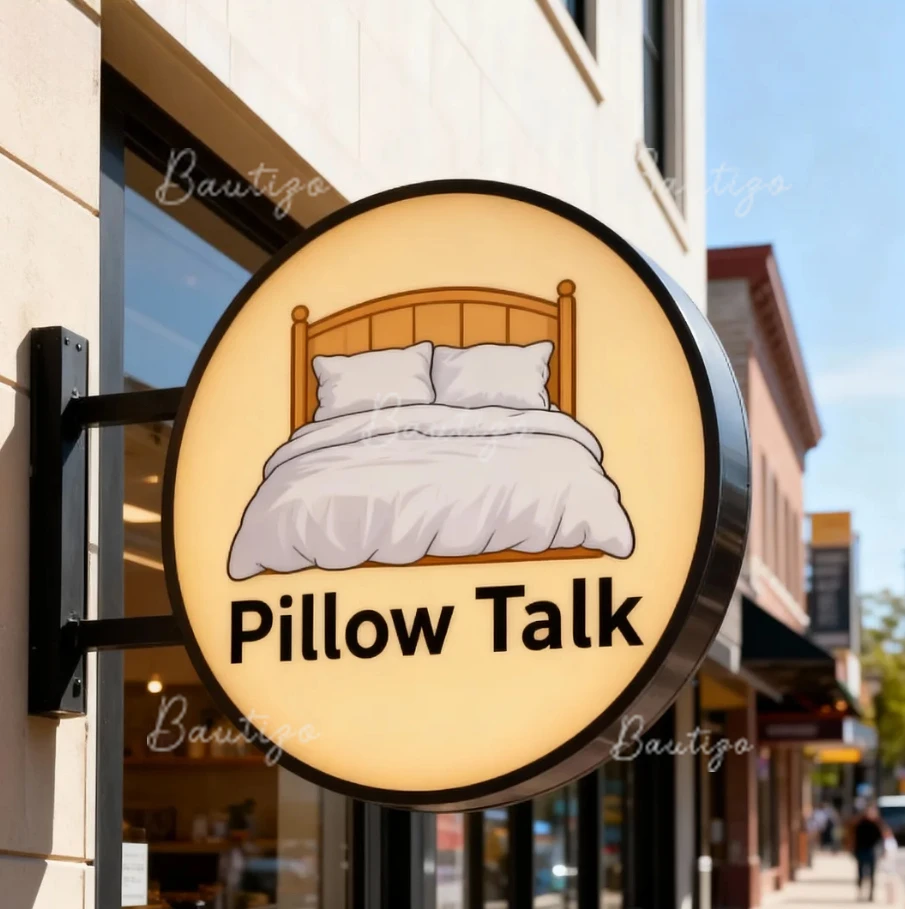 Custom Double Sided LED Signage Sign Personalized Exterior Round Sign Wall Mounted Illuminated Advertising Bedding Lightbox Logo