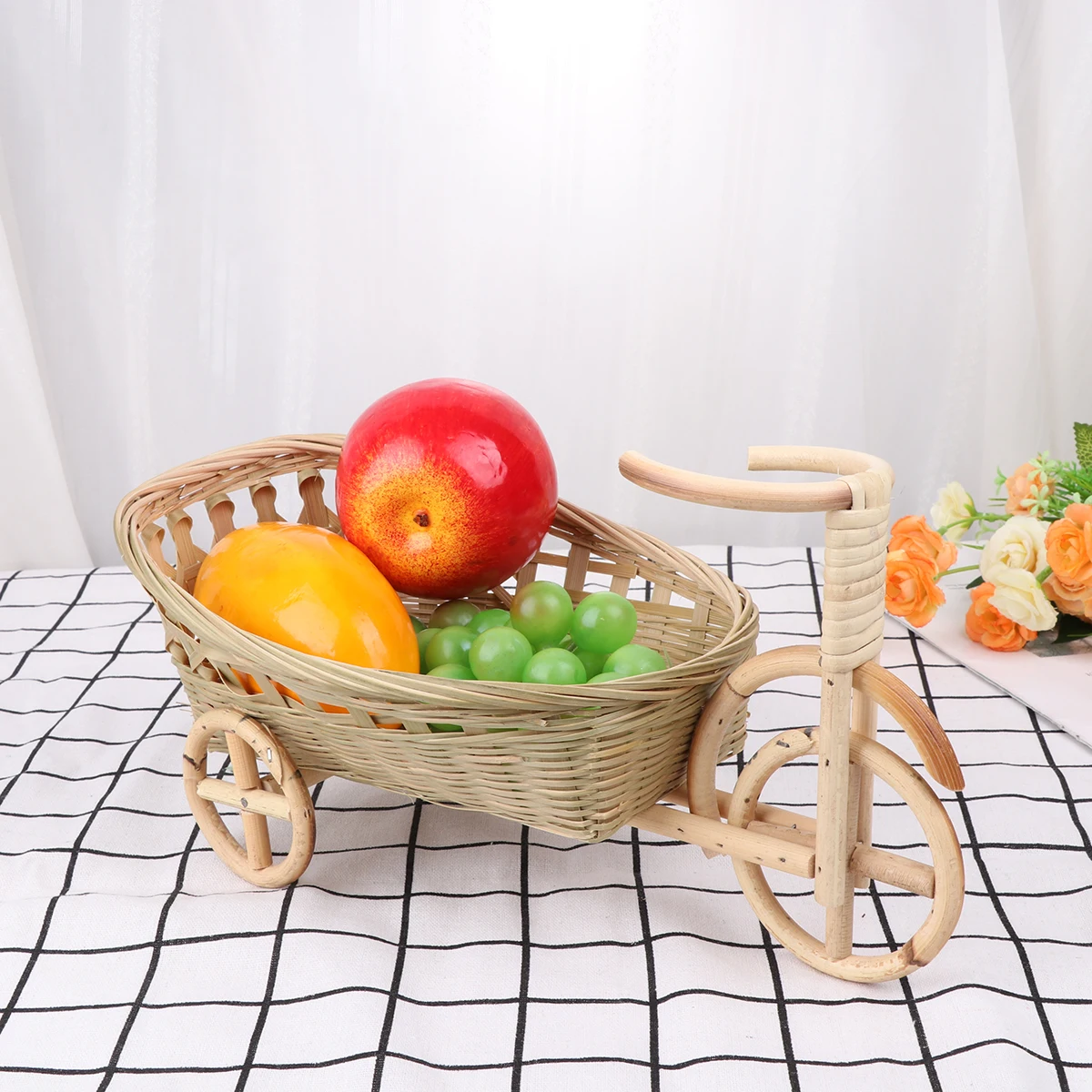 

Bamboo Fruit Basket Baskets Woven Rattan Handmade Storage Small Bread Nuts Wicker