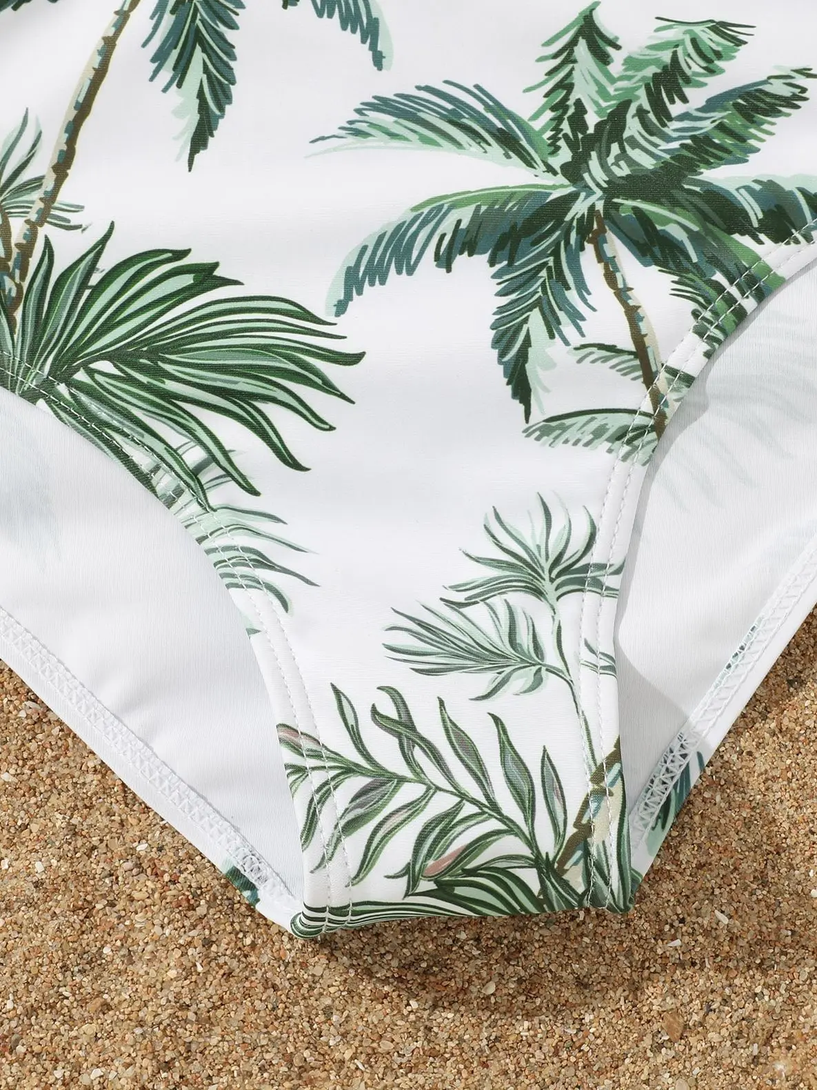 Girls 4pack Palm Tree Print Bikini Sets with Pants+Short Sleeve Crop Top Kids Swimsuit 7-12 Years Children Swimwear Bathing Suit