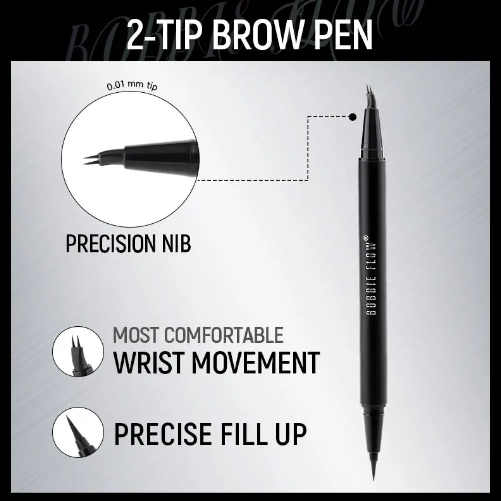 Penna per sopracciglia curva 2 in 1 Matita per sopracciglia impermeabile ad asciugatura rapida con punta curva e punta precisa a lunga durata