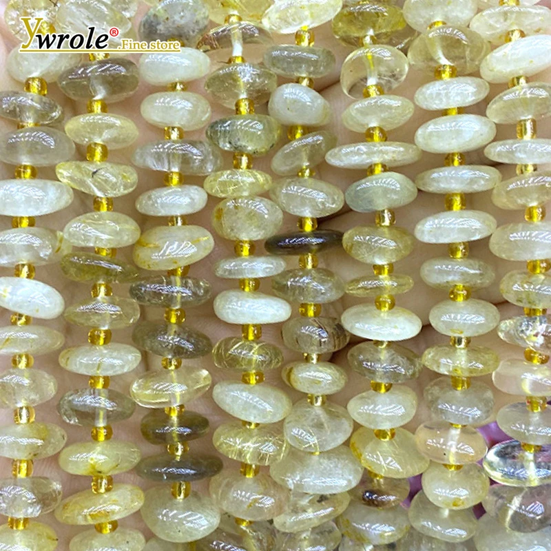 Irregular Raw Gemstone 8-12mm Natural Stone Golden Rutilated Quartz Spacer Beads for Jewelry Making Diy Bracelets Accessories