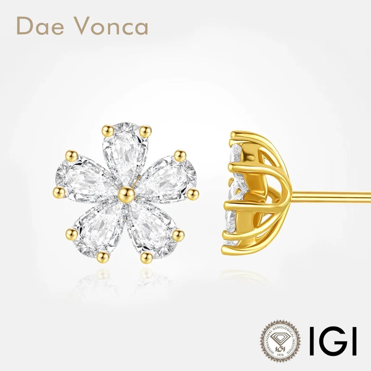 

Серьги Dae Vonca Flower Shape с выращенными в лаборатории бриллиантами, классические серьги из желтого золота 9K/14K/18K, подарок на день рождения для девушки/жены