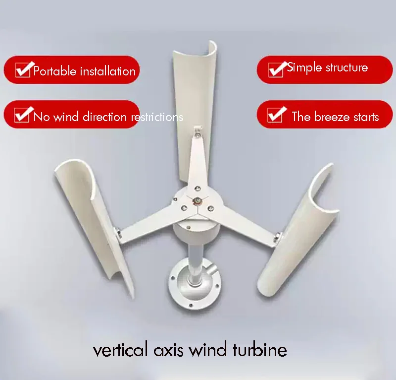 Vertical Axis Wind Turbine Model Three-phase Permanent Magnet Generator Windmill Toy Night Light Making DIY Display