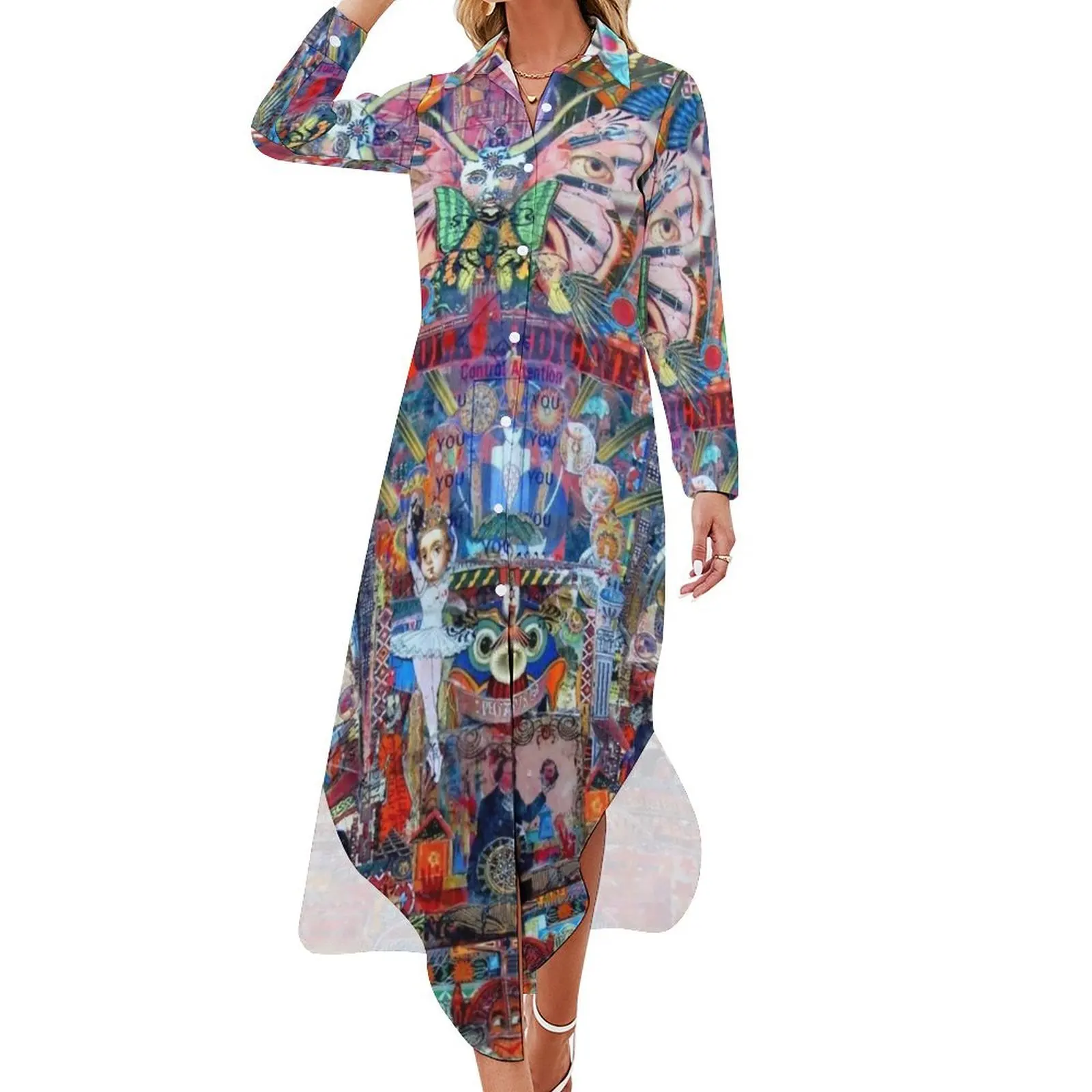 

Folk Medicine by Anne Grgich 2016 Long Sleeved Shirt Dress purple dress dresses korean style