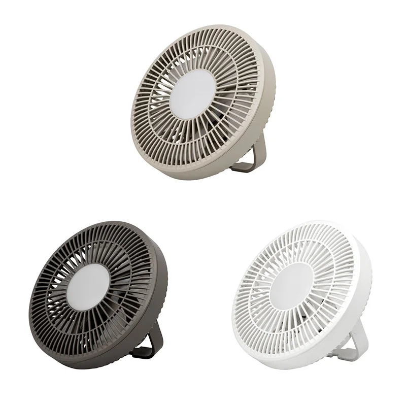 Air Cooler Fan With LED Lamp Remote Control Rechargeable USB Power Bank Ceiling Fan 3 Gear Wall Ventilador Gray