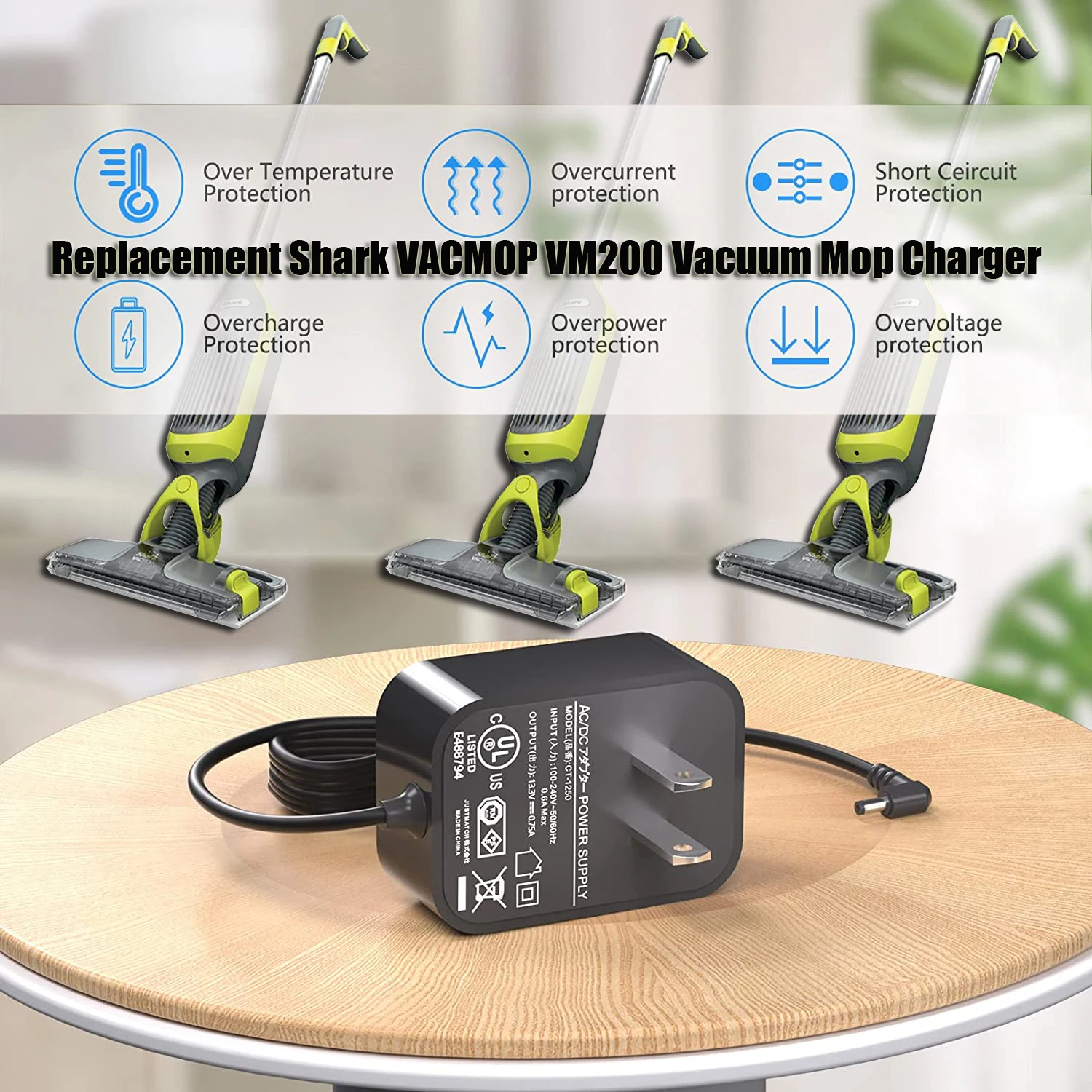 Charger for Shark VACMOP VM200 VM20026 VM200C VC200 UM200 Series 10.8V Li-ion Battery Pro Cordless Hard Floor Vacuum Mop