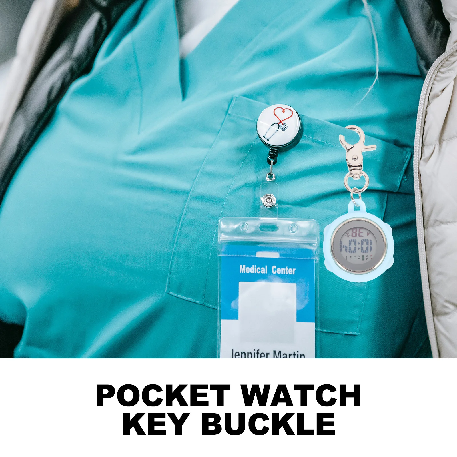 Clip on Pocket Watch Digital Hanging Stopwatch Large Screen Simple Design Student Exam Week Display Clip on Watch