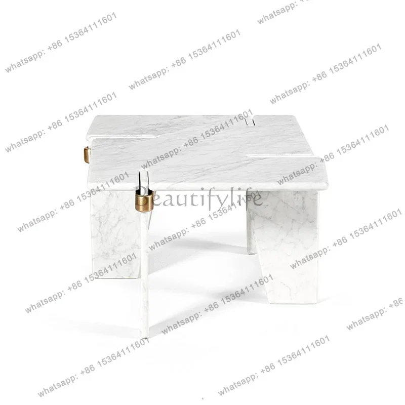 PG NEW Nordic creative minimalist designer marble coffee table hotel living room metal edge table combination