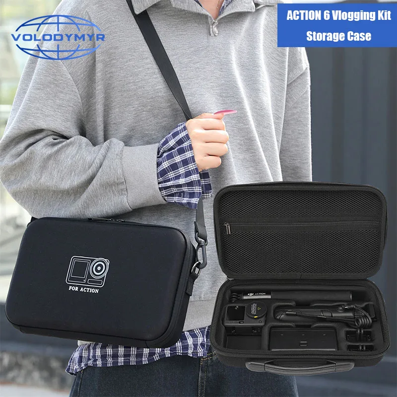

VOLODYMYR Portable Carrying Case for DJI Osmo Action 6 Hard PU Travel Storage Bag Shockproof Case for Action6 Protector