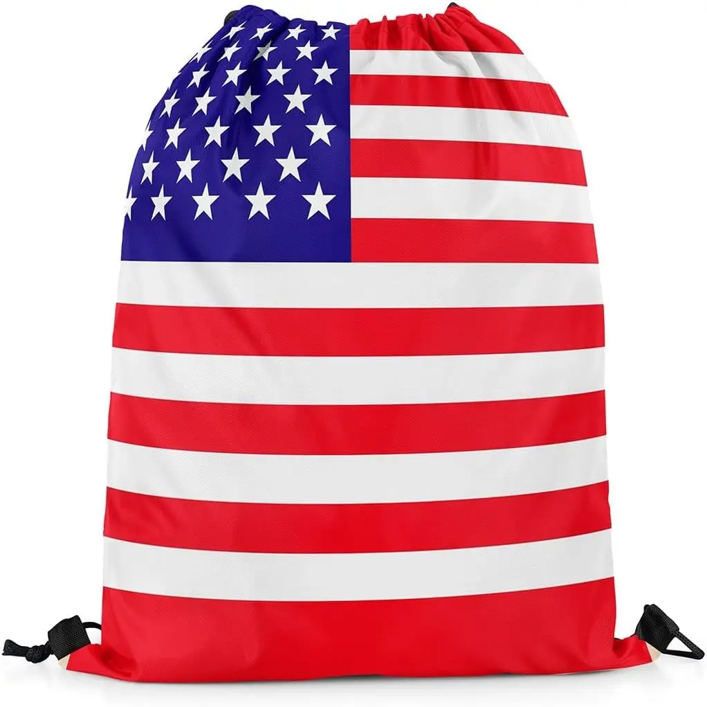 American Flag Drawstring Backpack Drawstring Bags Printed Sports