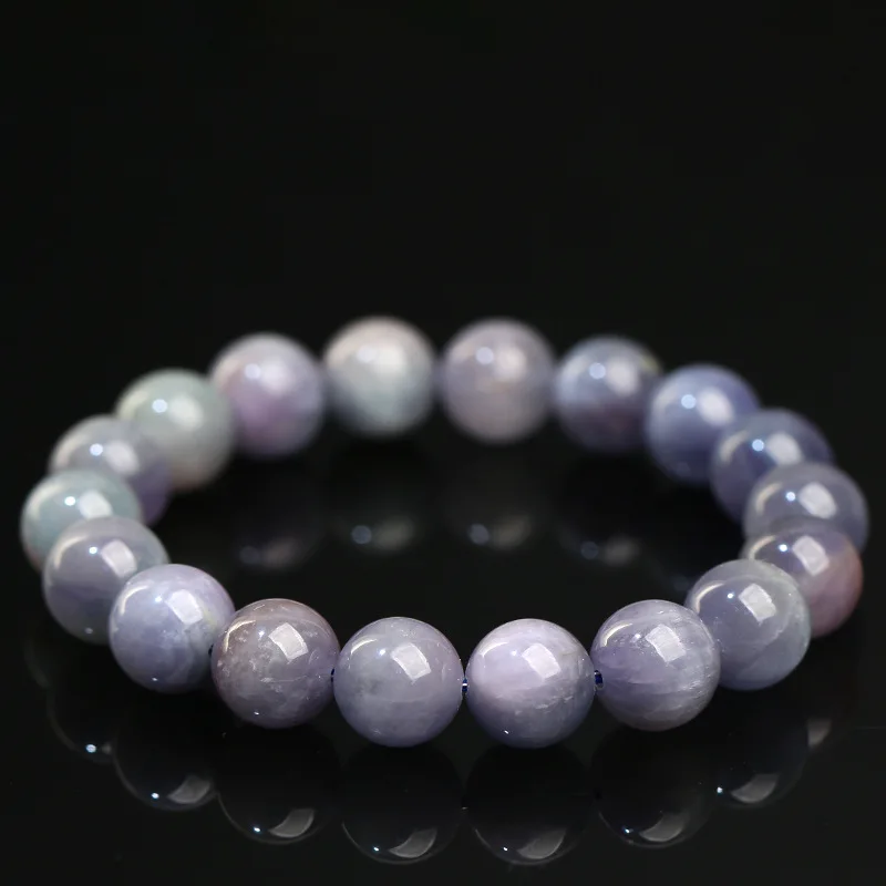 Cat's Eye Shape 8MM Natural Kunzite Bracelet for Women Men Purple&Green Gemstone Beads Healing Crystal Stretch Bangle 1734