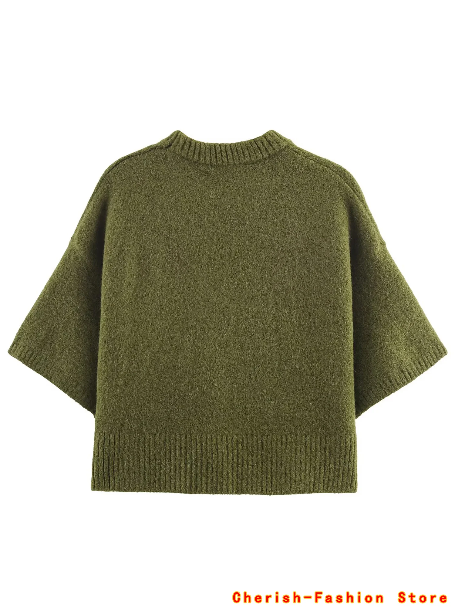 High Quality  Aurumn Chic Knitted Pullover Sweater For Women Fashion Casual Short Sleeve Warm Fall Winter Knitwear Tops Brand