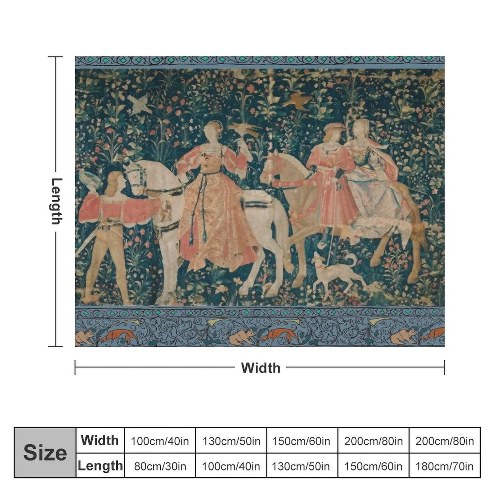 Medieval Tapestry - the Hawk Hunt Throw Blanket Beach Travel christmas gifts Luxury Blankets