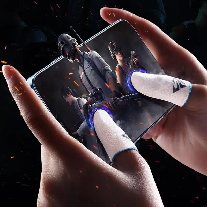 2개입 통기성 게임용 손가락 슬리브 게임 장갑 땀 방지 엄지 손가락 보호대 모바일 게임용 손가락 덮개