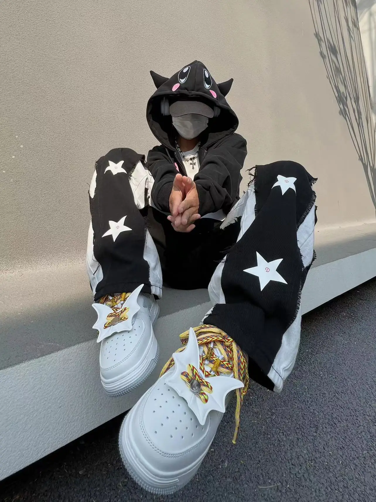 American Star Jeans for Men and Women High Street Trendy and Small Style Design Slim and Loose Straight Leg Wide Leg Floor Tower