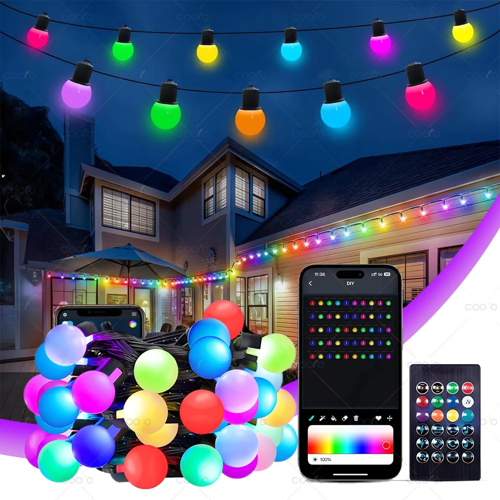 WS2812B RGB LED String Garland Light 10m 5m Smart IC APP Bluetooth Remote Fairy Lights Dreamcolor Garden Party Christmas Decor