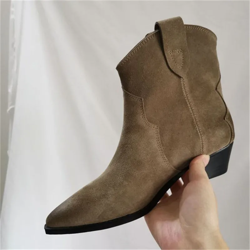 Women Knight Boots Apricot Cow Suede Leather Women\'s High Boots High-quality Slip On Chunky Heels Female Shoes Botas De Mujer