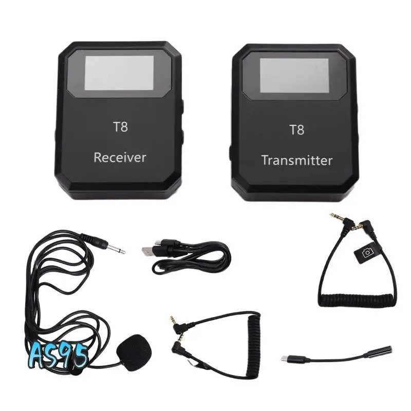 

AS95-2.4G Wireless Microphone System Lavalier Microphone Transmitter Receiver Built-In Noise Reduction Clip