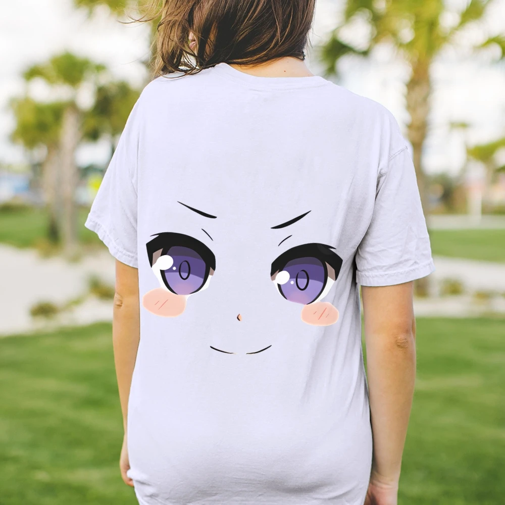 

Unisex Light T - Shirt, Cute Anime Eyes Graphic Print, Whimsical Manga Design, Casual Short - Sleeve, Trendy Streetwear Tee