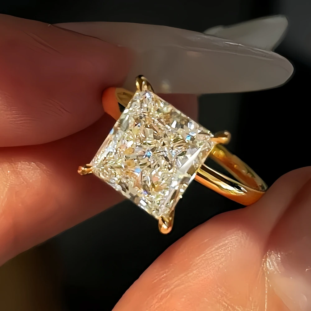 1-6Carat Princess Cut Moissanite Engagement Ring Halo Band Diamond Wedding Rings for Women S925 Sterling Silver with Certificate