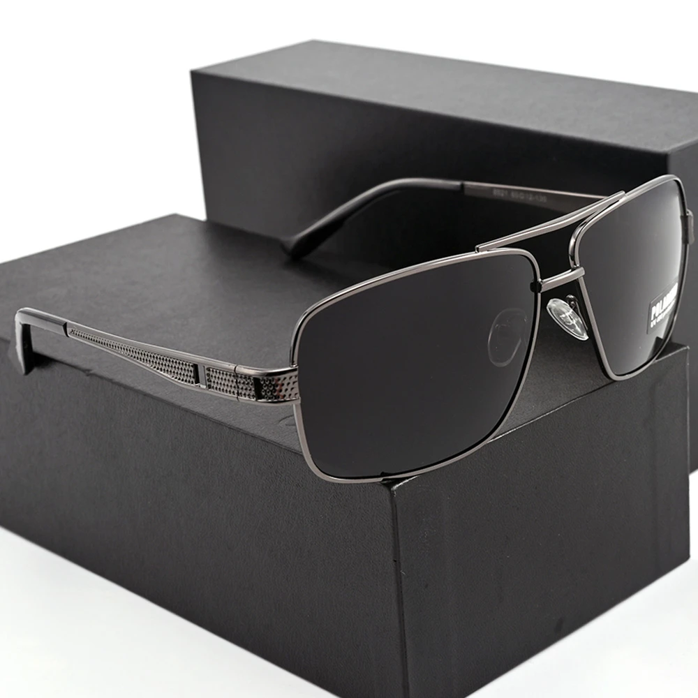 

Evove Black Men Polarized Sunglasses Grey Sun Glasses for Male Driving Fashion Coating Anti Reflection Glare UV400 Rectangle