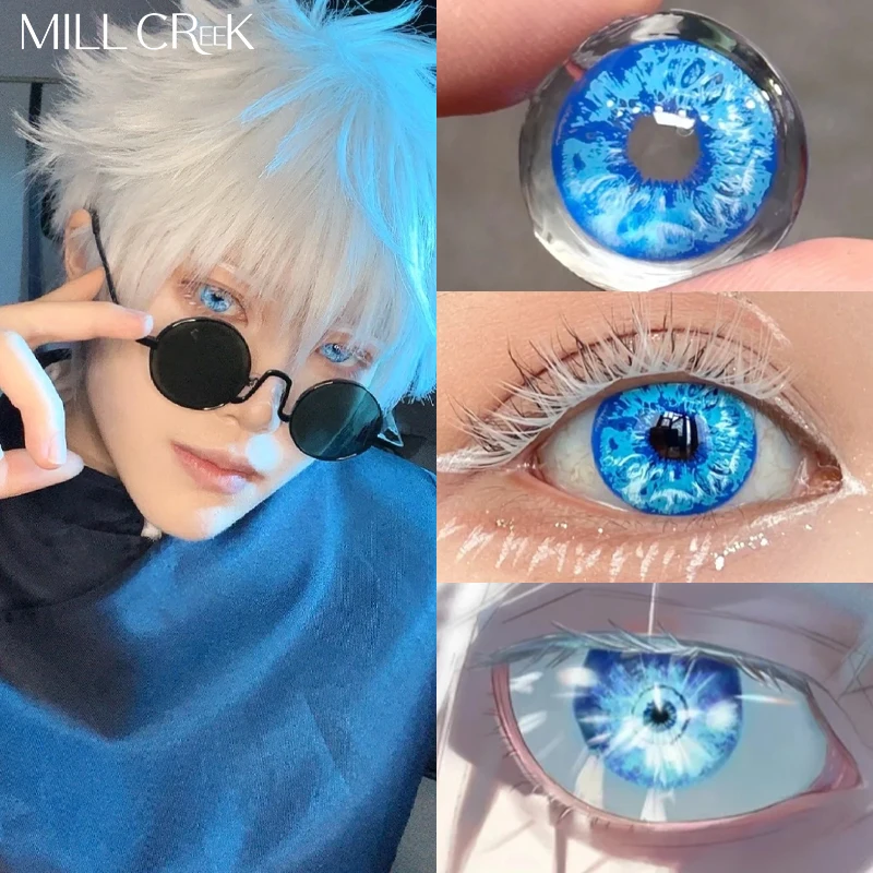 MILL CREEK  Halloween Contact Lenses 1Pair Blue Lenses Cosplay Colored Contacts Green Lens Color Contact Lenses for Eyes Yearly