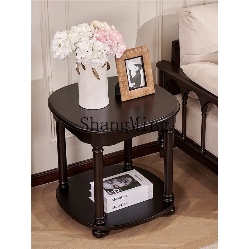 

ZYY retro solid wood square few small apartment bedside shelf living room antique sofa small side few